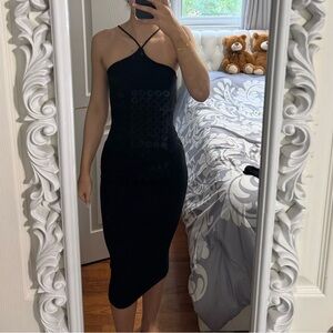 Black Halter Midi Summer Dress